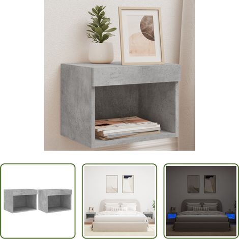 LED-Leuchten - Wand-Nachttische mit LED-Leuchten 2 Stk. Betongrau (1/5)