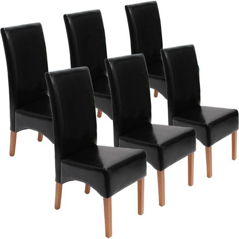 Lot de 6 chaises Latina, salle à manger, cuir reconstitué - noir, pieds clairs (1/5)