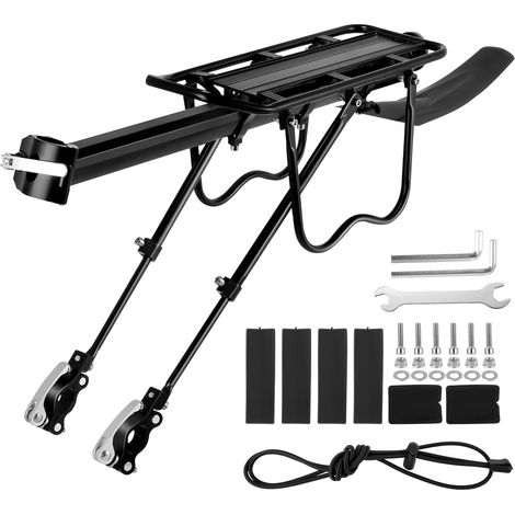 Porte Bagage Vélo Arrière avec Capacité 50KG, Réglable Porte-Bagages Velo VTT Transporteur Tige de Selle avec Reflecteur et Garde-Boue pour Cyclisme Montagne Cargaison pour vélo de 24 à 29" (1/5)