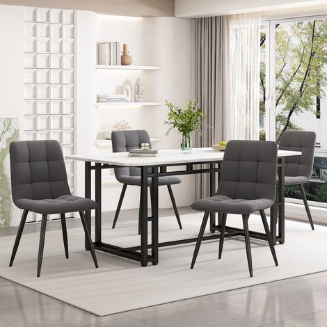 DESMIU Table de salle à manger rectangulaire avec plateau MDF et pieds en métal noir, pour cuisine et salle à manger (1/5)