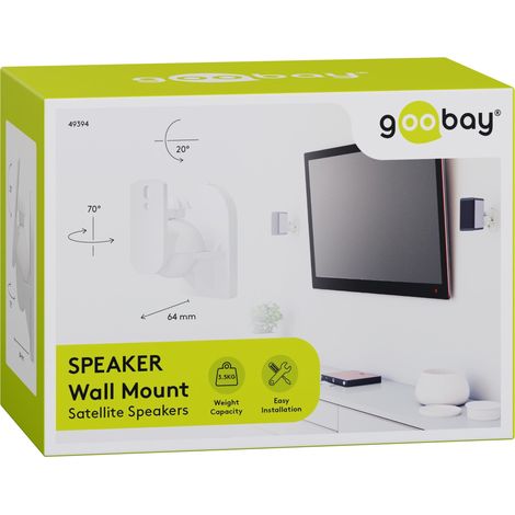 Supporto per altoparlanti universale, supporto universale per altoparlanti da parete, (girevole e inclinabile) per altoparlanti fino a max. 3,5 kg, bianco. (1/5)