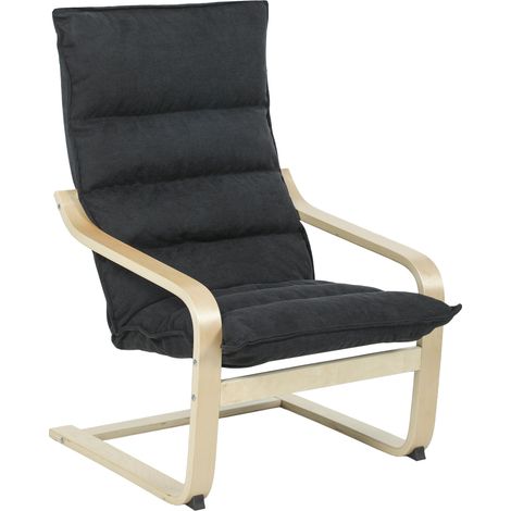HOMCOM sillón de salón moderno butaca de salón con respaldo alto reposabrazos y patas de madera tapizado en terciopelo negro