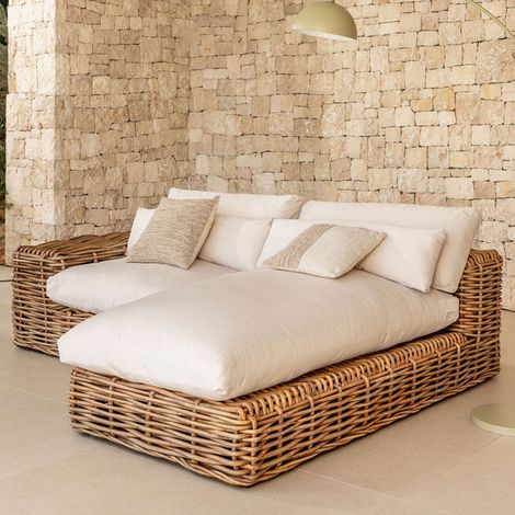 Sofá modular chaise longue derecho de jardín de 2 piezas en ratán Milu Style SKLUM (1/5)