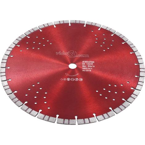 vidaXL Disco de corte de diamante con turbo y agujeros acero 350 mm (1/2)