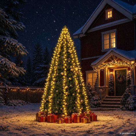 Guirlande lumineuse filet d'arbre de Noël 300 LED-Décoration de Fête pour Noël 300 cm 250147 (1/5)