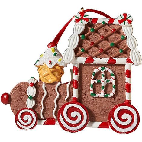Ornement de Noël en résine représentant un pain d'épice, décoration à suspendre au sapin de Noël, cadeau idéal pour les fêtes-8X7X1CM (1/2)
