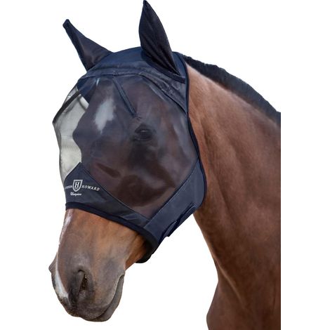 Masque Anti-Mouches pour Cheval avec Protection des Oreilles Protection UV Noir Sang Froid Taille XL (1/5)