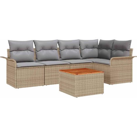 Maison Exclusive - Gartensofa-set 6 pcs Beige und Hellgrau Poly-R