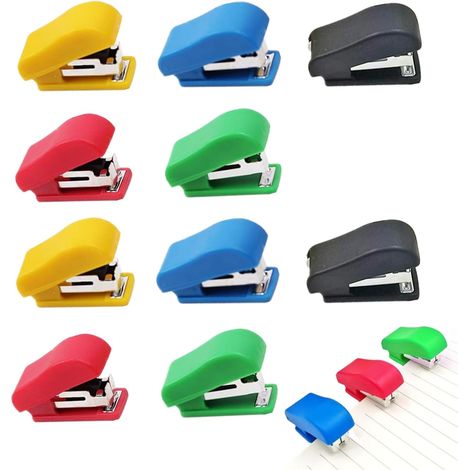 Lot de 10 mini agrafeuses manuelles avec poignée ergonomique pour fournitures de bureau à domicile (1/5)