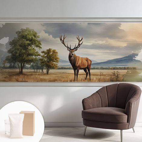 Carta Da Parati In Vlies Decorativa Per Pareti - Con Motivi Moderni - Con Colori Intensi - Per Ufficio cervo maestoso 250x104 cm (1/5)