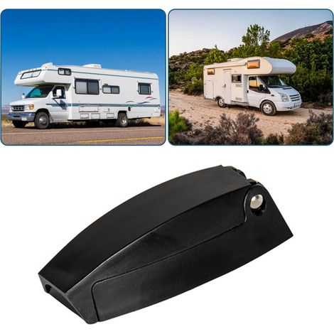 Soporte para puerta de autocaravana con gancho de almacenamiento, apto para caravanas, material resistente, fácil de instalar, color negro. (1/5)