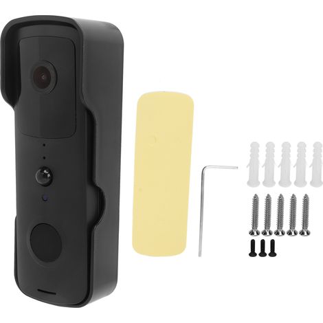 Sonnette vidéo sans fil intelligente Wi-Fi 1080p à faible consommation, interphone vocal, noire-AquaForge