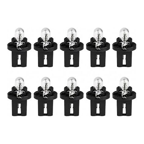 10 Pack T5 B8.5D 12V 2W Car Dashboard Light Bulbs Replacement Glass Bulbs for T5 17 18 27 37 Light Yellow (1/5)