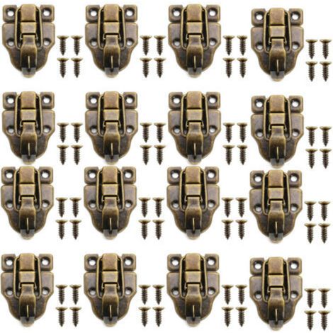Fermoirs à bascule vintage en bronze vieilli – Lot de 16 pièces pour coffres et boîtes en bois, avec vis incluses (1/5)