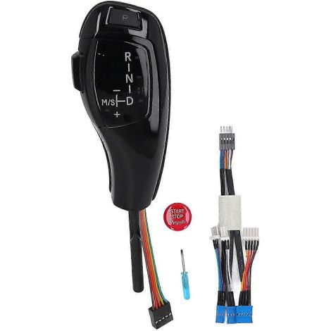 Kit de actualización de pomo de palanca de cambios LED con botón de arranque/parada del motor para E61 E60 E46 LHD, negro brillante. (1/5)