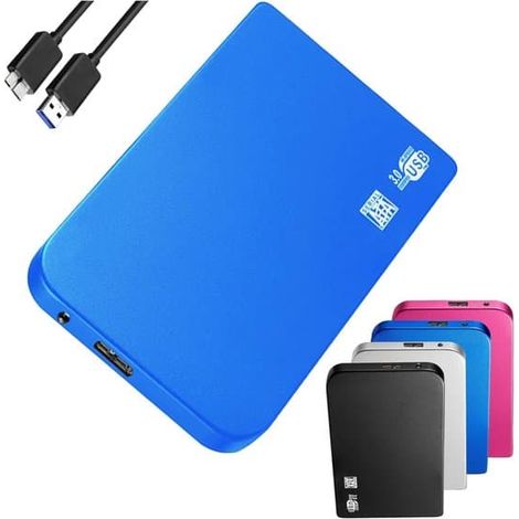 Disque dur externe - Stockage portable - Sauvegarde rapide des données - Vitesse de transfert élevée - Capacité de 64 Go - Bleu (1/5)