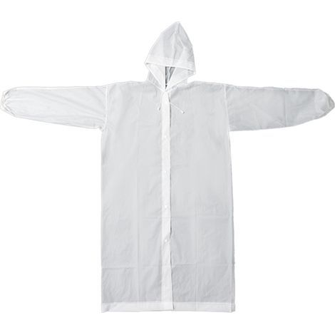 Poncho de pluie réutilisable pour adulte, imperméable épais en EVA, équipement imperméable avec capuche et cordon de serrage pour randonnée, Camping, cyclisme, blanc (1/5)