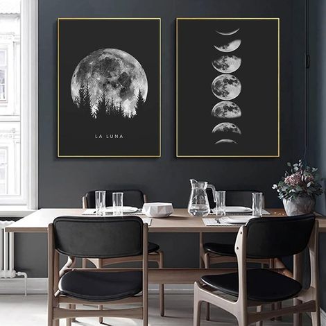 Poster Set 2 Mondphasen Kunstdruck Wandbild Schlafzimmer 40x50cm (1/5)
