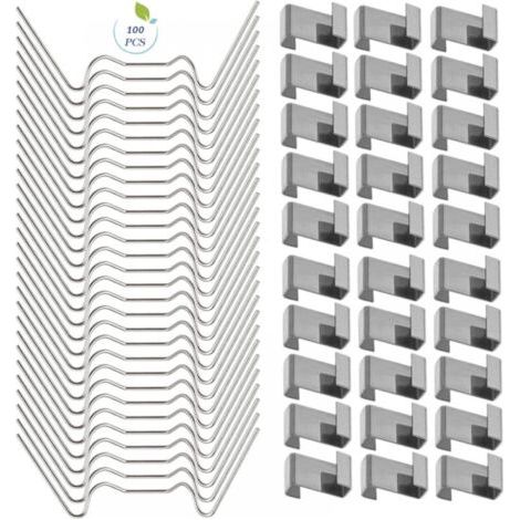 100 pinces à verre pour serre (50 clips en acier inoxydable 304 (largeur), 50 clips en acier inoxydable 301 (largeur)). (1/5)