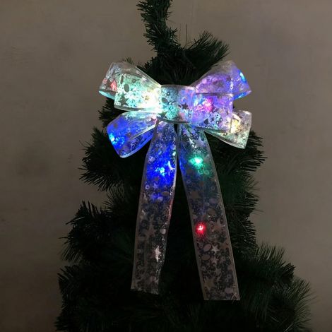 Ruban-Nœud Transparent Illuminé - Décoration Arbre De Noël - Usage Intérieur Extérieur Bureau Voiture - 1 Pièce (1/5)