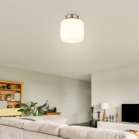 Deckenleuchte Deckenlampe Wohnzimmerlampe Metall Glas Opal Flurleuchte