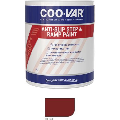 CooVar Anti Slip Step and Ramp Paint - Tile Red - 1 Litre