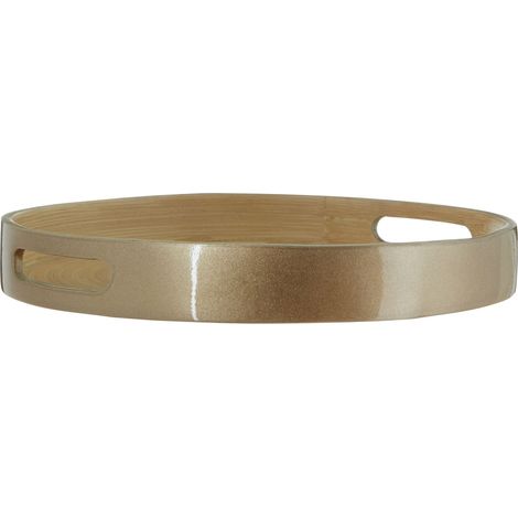 Premier Housewares Kyoto Small Round Gold Serving Tray