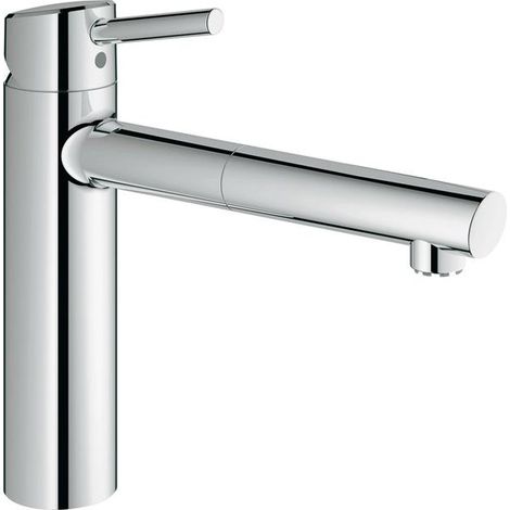 GROHE Einhand-Spültischbatterie Concetto 312141, mittelhoher Auslauf, Einlochmontage, Niederdruck für offene Warmwasserbereiter, eigensicher, chrom (1/5)