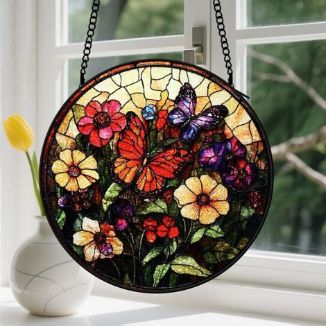 Capteur de Soleil en Vitrail Décoration Spirituelle pour Maison 9cm (1/4)