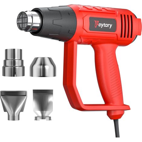 Décapeur Thermique 2000W, Pistolet air chaud température variable 60°C - 600°C, avec 2 Débit d'air 4 buses, Protection Contre Les Surcharges Adapté au Chauffage, Au Dégivrage et à La Soudure
