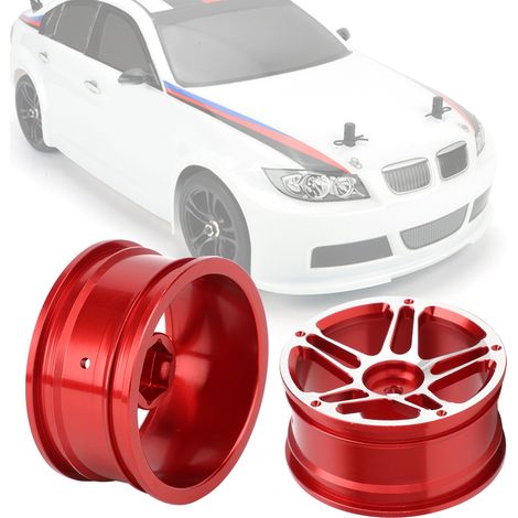 4 moyeux de roue en alliage d'aluminium de 1,9 pouce pour voiture télécommandée RC 1:10 (escalade/drift) - Rouge (1/5)