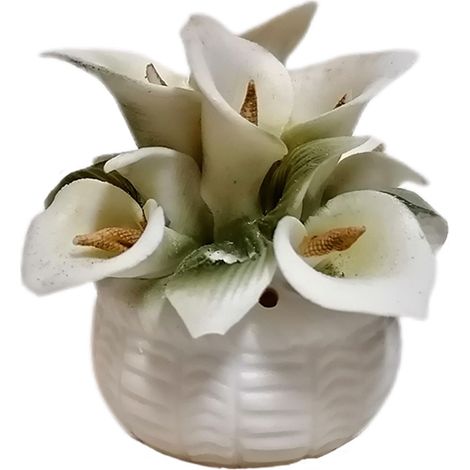 Oggetti da Bomboniera vaso con fiori calle per matrimonio cresima comunione segnaposto in porcellana dipinto a mano particolare (1/5)