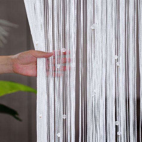 Rideau De Porte en Perles Rideau Anti Mouches pour Porte Exterieur Moustiquaire Rideaux Rideau Anti Mouche Exterieur Cloison De Séparation De Pièces 100x200cm Blanc