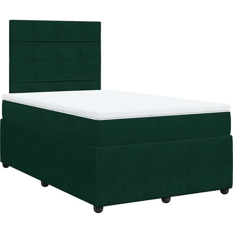 Maison Exclusive - Giroletto a Molle con Materasso Verde Scuro 120x190 cm Velluto (1/5)