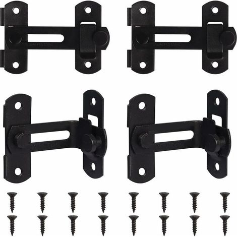 Paquete de 4 pestillos de acero inoxidable para puertas corredizas francesas, pestillos de seguridad de 90 grados para baño, jardín, garaje exterior, vinoteca, armario y puerta corrediza curva. (1/4)