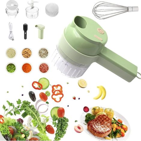 Beyamis Coupe-légumes électrique sans fil portable multifonctionnel 4 en 1, vert (1/5)