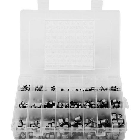 Condensateurs électrolytiques, 24 valeurs, boîte en plastique pour 400 pièces, robuste et durable, pour usine (1/5)