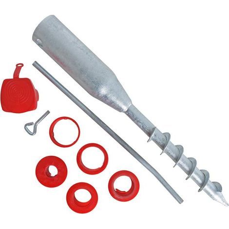 Einschraubbarer Sonnenschirmständer aus verzinktem Metall – Länge 57 cm – Innendurchmesser 68 mm – Adapter für Rohre von 25 bis 58 mm (1/5)