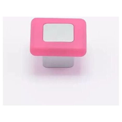 Pomolo quadrato satinato con rivestimento fuxia 36x36x21mm - 024Q Forma