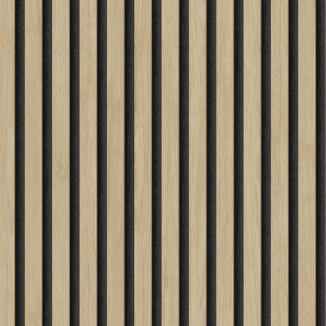 Natural Wood Slat Wallpaper Acoustic Wood Panel Effect Oak Modern Feature Wall (1/4)