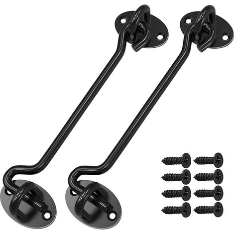 Cabin Hooks 150mm Eye Lock and Bolts for Door Locks Stainless Steel Window Lock for Door, Garage Door, Window, Barn Door, Black (Pack of 2) (1/4)
