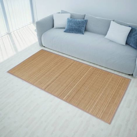 Tapis en bambou, Tapis de salon/bain, Tapis de couloir effet lavé 100x160 cm Marron MKS83352 (1/5)
