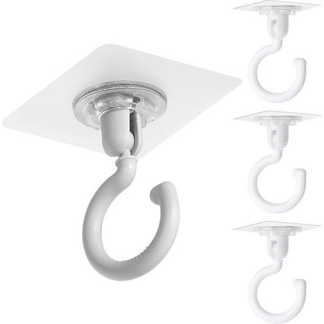 Ganchos giratorios (paquete de 4) – Ganchos autoadhesivos para techo, sin necesidad de taladrar, impermeables, de alta capacidad de carga para baño/cocina – 7 x 7 x 8,5 cm (1/5)