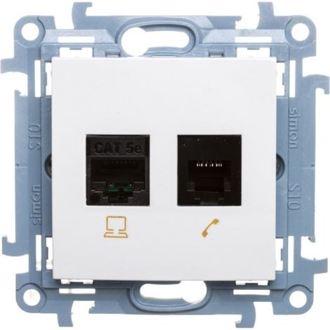 Simon 10 Conector de comunicación de datos RJ45+RJ12 cat.5e blanco C5T.01/11