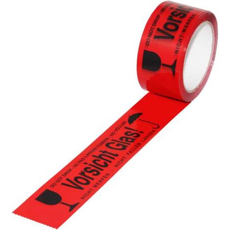 1 Rolle Paketband Packband ''Vorsicht Glas'' 48mm x 66m Paketklebeband leise