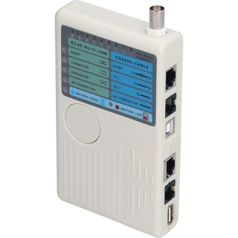 Testeur de câbles réseau multifonctionnel 4 en 1 pour câbles coaxiaux RJ45, BNC et RJ11, USB (1/5)