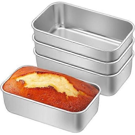 Lot de 4 mini moules à pain, petits moules à pain en acier inoxydable pour four, 21,7 x 14,7 cm, mini moules à pain de viande (1/5)