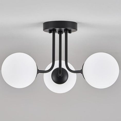 Suspension à 3 lampes dimmable 2PCS avec source lumineuse, 3000-6000K, plafonnier semi-encastré, G9, pour la chambre et le salon, noir (1/5)