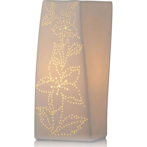 Lampe à poser blanche Ellipse fleurie (1/2)
