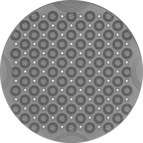 Tapis antidérapant en PVC pour Douche de Salle de Bain, Tapis antidérapant Rond de 55 cm pour Salle de Bain, Tapis de Sol à Ventouse hydrophobe à séchage Rapide pour Salle de Bain (Gris)